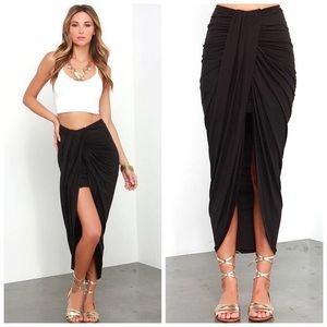 Scenic Drive Black Wrap Midi Skirt